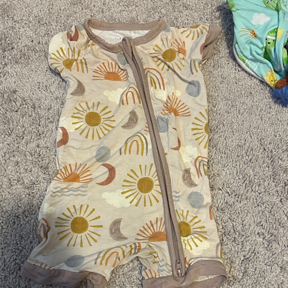 Little Sleepies Beige Sun and Moon Pajama Set